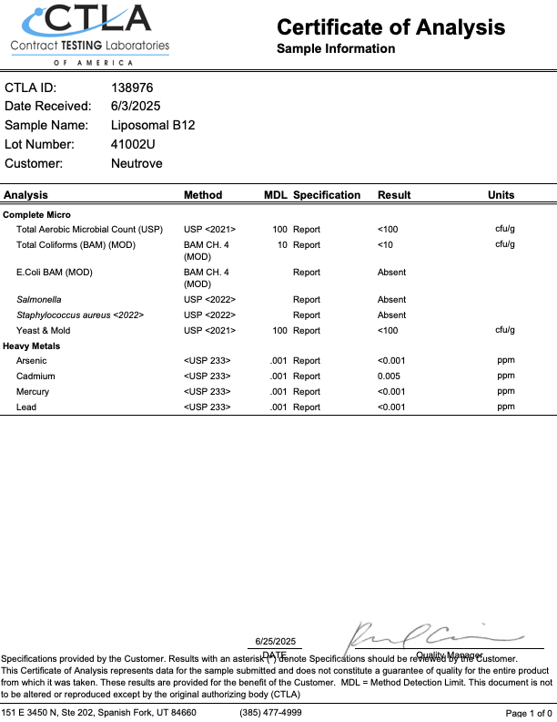 Liposomal Vitamin B12
