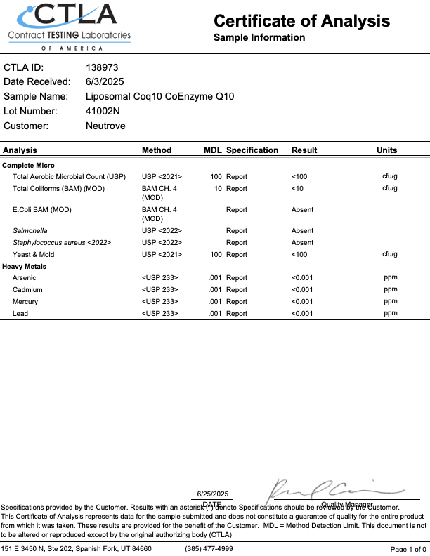 Liposomal CoQ10