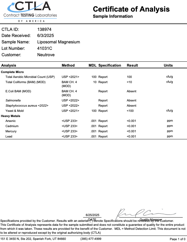 Liposomal Magnesium