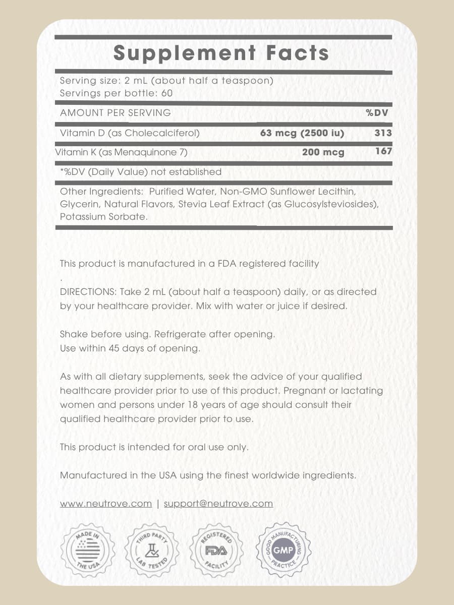 Liposomal Vitamin D3 and K2