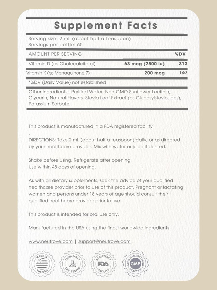 Liposomal Vitamin D3 and K2